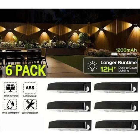 Green Mobility-Lot de 6 lampes solaires pour terrasse, 9 couleurs fixes et lampes solaires à couleurs changeantes pour clôture, 3 lentilles LED solaires avec 10 modes d'éclairage, IP65 (1/4)