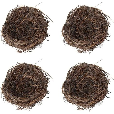 Sollbry 4 pieces Nid D'oiseau Décoratif, Nid D'oiseau Artificiel avec des Oeufs Nid d'oiseaux en Rotin Naturel pour Pâques Décoration Pâques pour Maison la Fête de Pâques Les Accessoires Photo Les Loi (1/5)