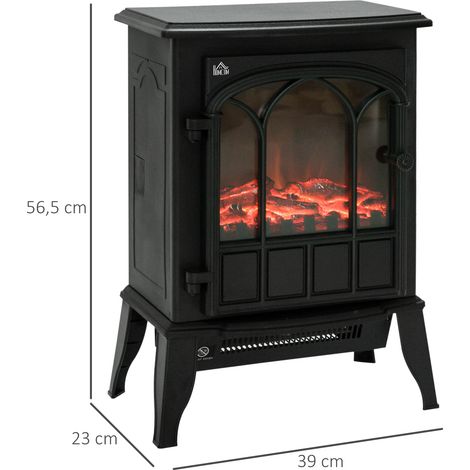 Elektrokamin, LED-Flammen, 1000/2000 W, regelbare Temperatur & Helligkeit, Metall, 39 x 23 x 56,5 cm (1/5)