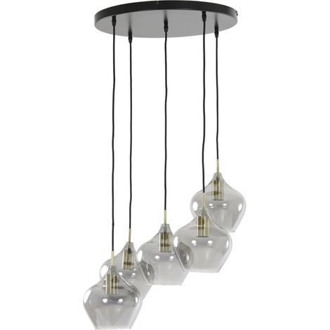 Light & Living - lámpara colgante - Rakel - bronce - vidrio - (1/4)