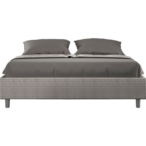 Letto Matrimoniale Sommier 160x190 cm con Rete e Contenitore Azelia Labirinto 02 Grigio (1/4)