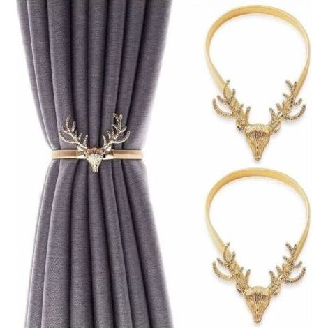 Lot de 2 attaches de rideaux en métal, crochets en forme de cerf, boucles de rideaux, clips de rideaux, accessoires de fenêtre décoratifs (1/4)