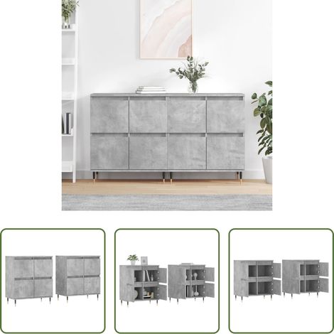 vidaXL Buffet mural - Buffets 2 pcs gris béton bois d'ingénierie (1/5)