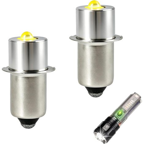 2 PCS Ampoules LED,P13.5S 3W Ampoules de Rechange pour Lampe de Poche Ampoule de Torche Électrique,4-12V 300LM 3-8 C/D avec Plage de Tension 6-24V pour Camping en Extérieur et Éclairage de Travail (1/5)