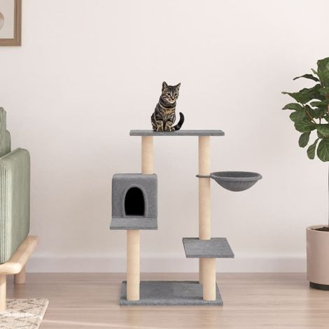 Arbre à chat,Tour à chat tout-en-un avec griffoirs en sisal gris clair 82,5 cm -BN7545 (1/4)