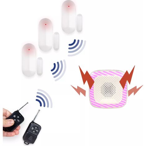 Alarme appartement sans fil - 3x Détecteur d'ouverture porte / fenêtre et 2x Télécommande (HY) (1/5)