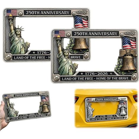 Cadre plaque d'immatriculation 250e anniversaire USA, support patriotique universel voitures, camions, VUS - lot de 2 unités