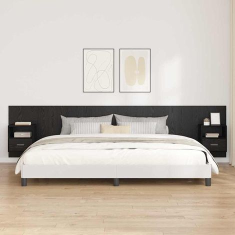 Kopfteil mit Schrank 3 pcs Schwarz Eichen-Optik Holzwerkstoff (1/5)