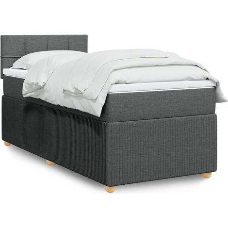 Boxspringbett mit Matratze Dunkelgrau 80x200 cm Stoff