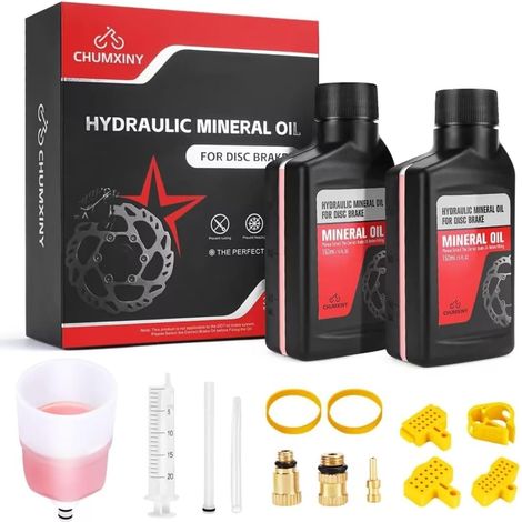 kit Purge Frein pour Freins à Disque Hydrauliques, Comprend 300ML de Iiquide de Frein Minérale, Un Entonnoir Transparent et des Instructions. (1/5)