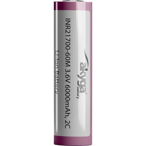 Batería de iones de litio INR21700 Akyga AKY2185 3.6V / 6000mAh (1/2)