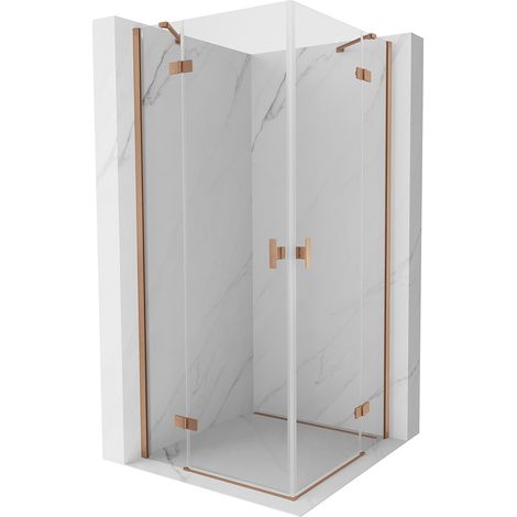 Mexen Mist-H Duo cabina doccia con porta battente 90 x 90 cm, trasparente, rame spazzolato - 8A5-090L-090P-65-00 (1/5)