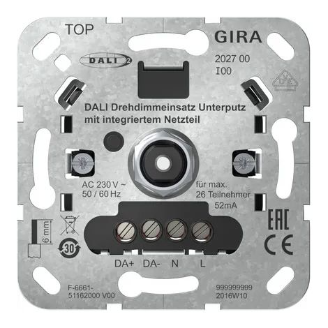 GIRA DALI 202700 INSERT DE VARIATEUR ROTATIF UP AVEC BLOC D'ALIMENTATION