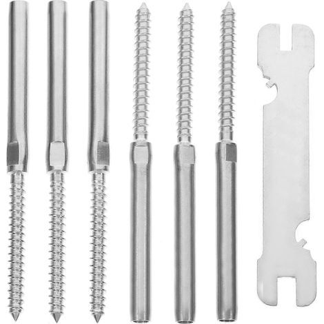 Kit de garde-corps à câbles (3 paires) avec vis à sertir 3/16 po et fournitures pour kit de garde-corps de terrasse-11.3X0.7cm-Silver (1/3)