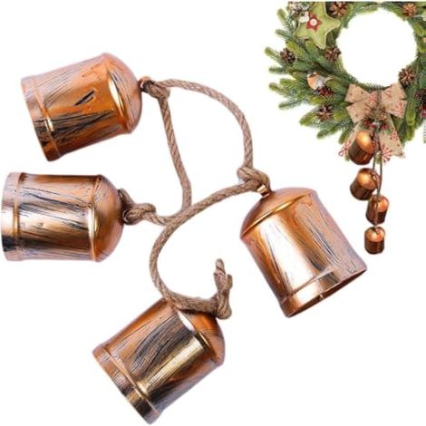 Cloches de Noël en métal pour maison de campagne - Décoration de porte avec (1/5)
