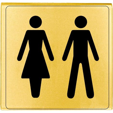 Plaque de porte Toilettes H/F - Classique or 90x90mm - 4500263