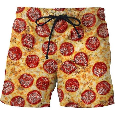Cloocl Herrenshorts, 3D-gedruckte Gourmet-Instantnudeln, Wurst und Pizza, Sportshorts, Hip-Hop-Streetwear-Stil, lässige Strandshorts (1/2)