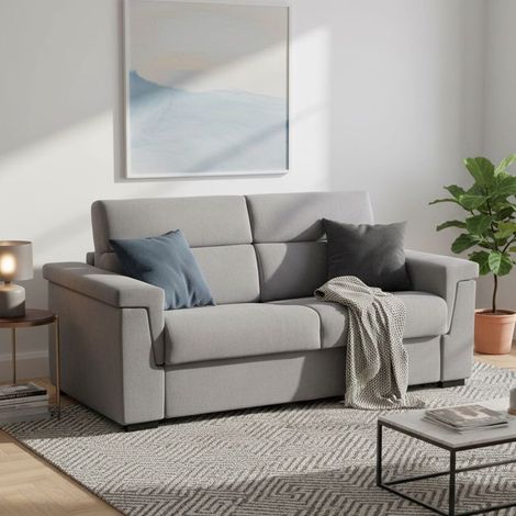 Divano Letto 3 Posti Nus, Sfoderabile, Contenitore Made in Italy, Lavabile, 225x95 cm Grigio (1/5)