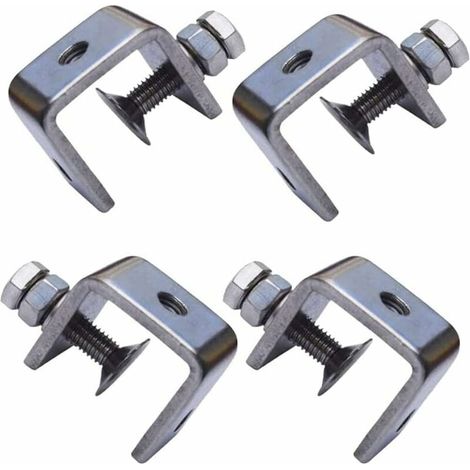royaluxe -Pince Robuste Acier Inoxydable, 4 Pièces Serre-Joints C, Pince C Robuste, Pince Fixation Travail Bois, pour Travail Bois Bricolage, Soudage, l'Ébénisterie, Coul Argent (1/5)