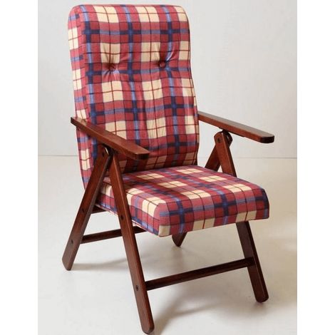 Fauteuil Molisana en tissu tartan bordeaux