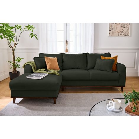 Albane - 4-sitzer ecksofa links - cord - grün (1/5)