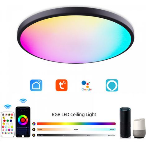 Plafonnier LED intelligent Tuya 220V240V RGB dimmable avec télécommande et Wi-Fi, de forme ronde. (1/5)