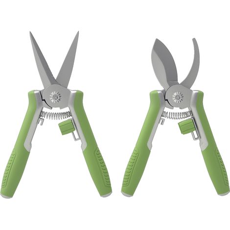 Ensemble outils jardin 2 pièces acier inoxydable cisailles tailler Vert Argent