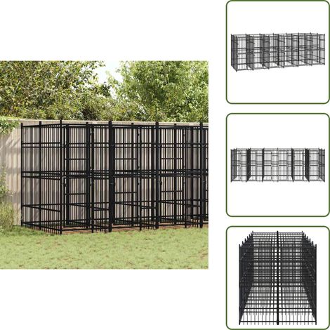 The Living Store Gabbia per Cani da Esterno in Acciaio 11,06 m² - Gabbia per cani in acciaio