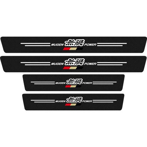 (4 pièces) Autocollants de protection de seuil de porte MUGEN,bande décorative en fibre de carbone pour Honda Mugen Power Accord Civic Vezel CR-V City Jazz HR-V (1/2)