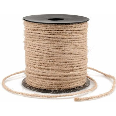 100 m Jute-Gartenschnur, 3 mm, 4 Stränge, für Bastelarbeiten, Geschenke, Blumenbinden und Gartendekorationen. (1/5)
