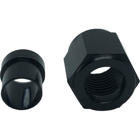 Applicable 6AN Female Tube Nut and Sleeve Aluminum Hardline Fitting for 3/8 inch Tube Hose Line Adapters Black (1/5)