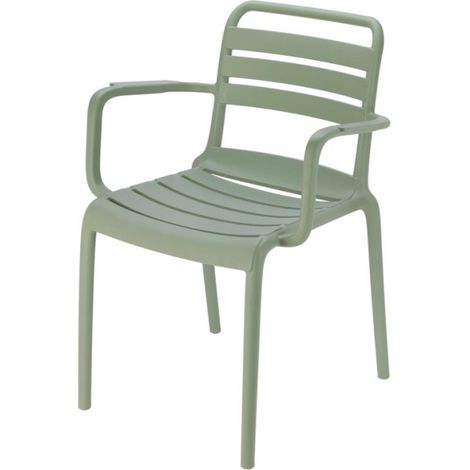 Chaise de jardin empilable PP accoudoirs vert Ambiance (1/2)