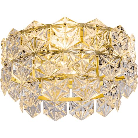 Ventilateur de plafond cristal doré avec télécommande et application, 6 vitesses, moteur silencieux réversible, style luxe français pour salon ou chambre, CHICFURN (1/5)