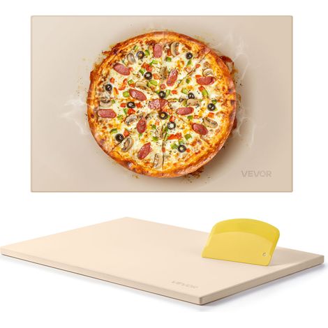 VEVOR Pierre a pizza rectangulaire en cordierite de 50,8x35,5 cm, pierre de cuisson extra large avec grattoir en PP, resistante a la chaleur de 1,7 cm deepaisseur, pour four, cuisson du pain, barbecue