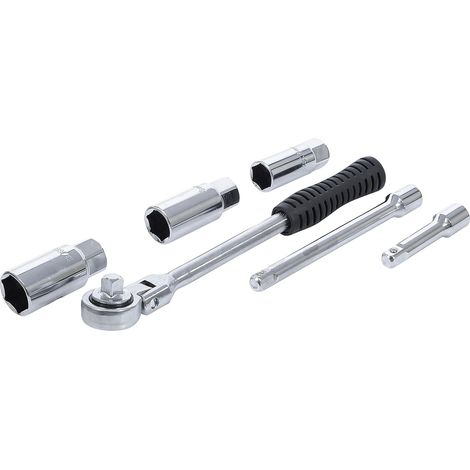 Llave de carraca de cuatro vías de 3/8", manguito de vástago de 6 pulgadas, llave para bujías (1/5)