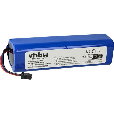 vhbw Battery compatible with Xiaomi Roidmi EVA, SDJ01RM, EVE Plus Home Cleaner (6400 mAh, 14.4 V, Li-Ion)