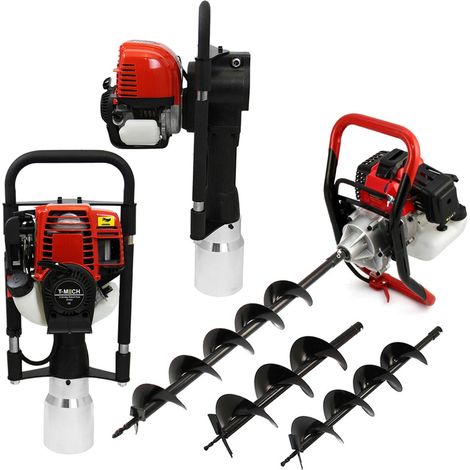 Barrena de Tierra y Clavadora de Postes 120mm 4 Tiempos 3 Brocas Ahoyador Taladro de Tierra Herramienta para Taladrar Ahoyar Cavar Agujeros Motor Gasolina 37,7cc 1,2CV EPI Kit Herramientas GRATIS (1/5)
