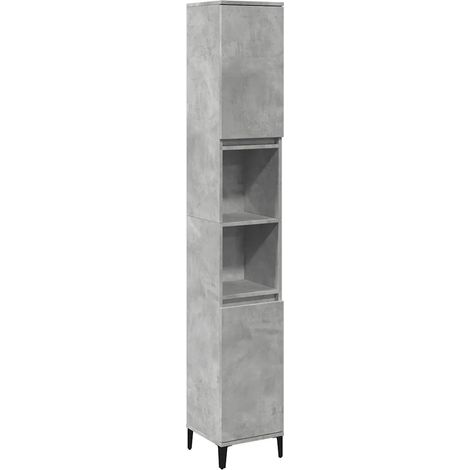 Mueble de baño industrial de 30 x 30 x 190 cm con 4 compartimentos e instalación flexible en madera gris hormigón 020051032 (1/5)