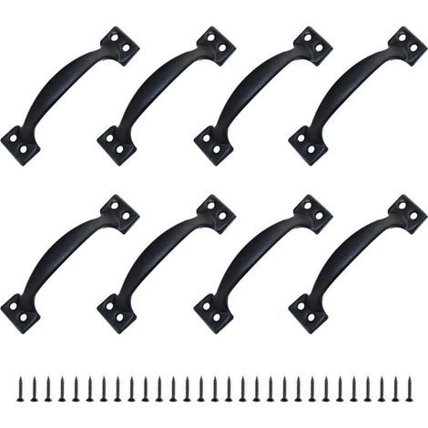 (120 mm) 8 Möbelgriffe, Türknöpfe mit Lochabstand, rustikale Eisengriffe für Küche, Scheunentür, Gartenhaus (1/5)