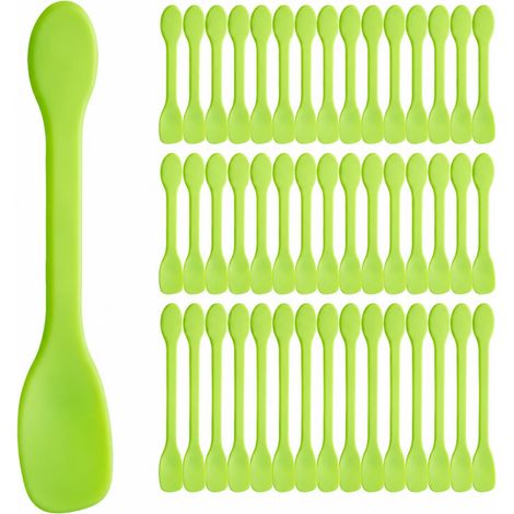 Lot de 100 Mini Cuillères à Dessert Réutilisables, Cuillere a Glace Vert, Petite Couverts en Forme de Bêche, Ecologiques et Robustes, Bonbons Cuillères pour crème glacée, gâteau, gelée, yaourt, fête (1/5)