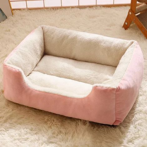 Grand lit pour chien avec côtés, doux et apaisant, rectangulaire, antidérapant, taille S, 43 x 30 x 12 (1/3)