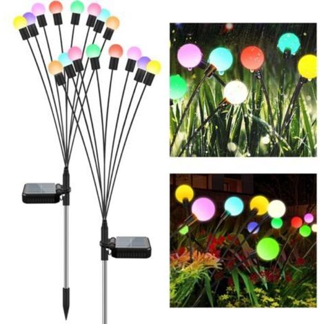 Lumière de Jardin Solaire Lucioles, 8LED Lampe Solaire Extérieur Étanche,(2Pack) Lumières de Jardin Solaires Lucioles Décoratives pour Jardin, Terrasse, Cour, Maison [Classe énergétique A] (1/5)