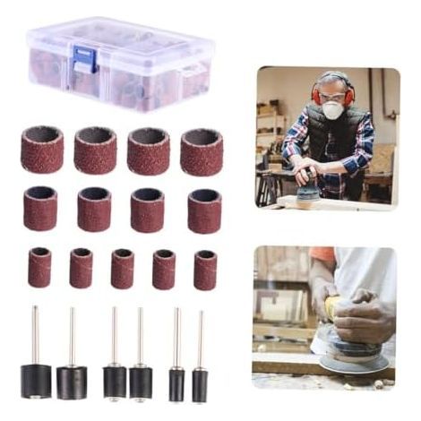 252 pièces Kit Manchons Ponçage Tambour Mandrin pour Outil Rotatif Tambours Ponceuse Durables et Élastiques Polissage Précis Métal Plastique - (1/5)
