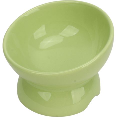 Gamelles surélevées en céramique pour chats, gamelles inclinées pour la nourriture et l'eau, antidérapantes, protègent les animaux, accessoires pour chats, vertes. (1/5)