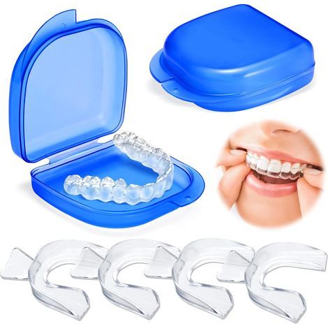 Gouttiere Dentaire Bruxisme Thermoformable 4Pcs, Protecteurs Buccaux Sans BPA, Protege Dent Nuit, Anti Grincement Dent, TMJ, Protege Dents Boxe, Livré Avec Deux Boîtes de Rangement Hygiéniques