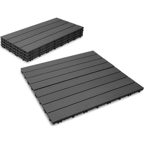 6x Carreau de Terrasse en WPC Relief WPC 30x30 cm 1 m² Gris (1/5)