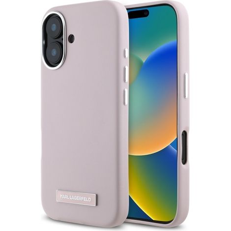 Custodia rigida rosa Karl Lagerfeld KLHMP16SPGMSRPP per iPhone 16 6.1" con piastra in metallo FW e MagSafe (1/5)