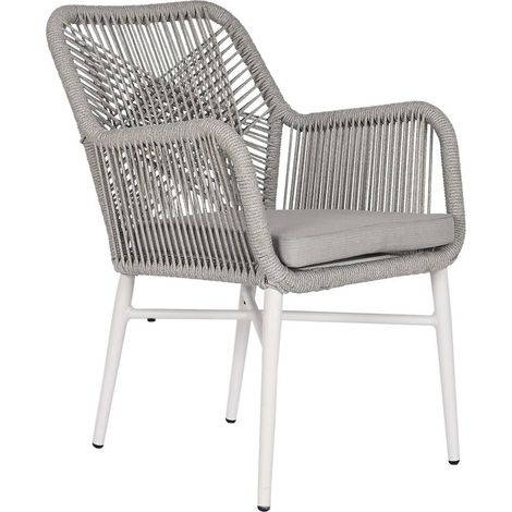 Fauteuil de jardin élégant en rotin synthétique gris et blanc - Gris clair tressé (1/5)