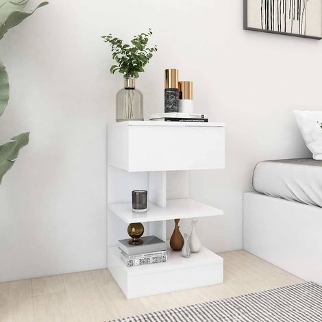 808649 vidaXL Bedside Cabinets 2 pcs White 40x35x65 cm Engineered Wood (1/5)