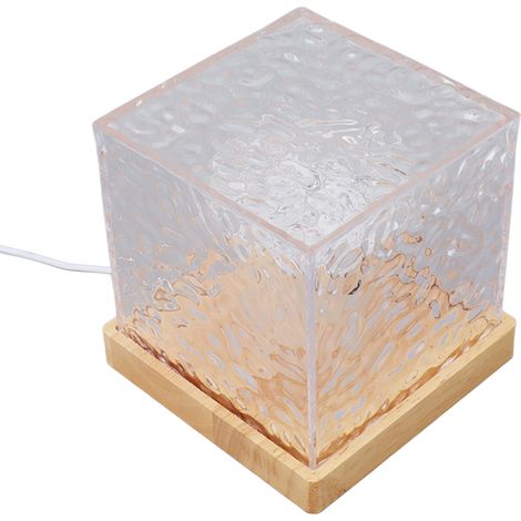 Veilleuse USB à 3 modes, lampe de bureau carrée à LED avec motif d'eau rotatif, idéale pour la maison, l'hôtel ou le bureau. (1/5)